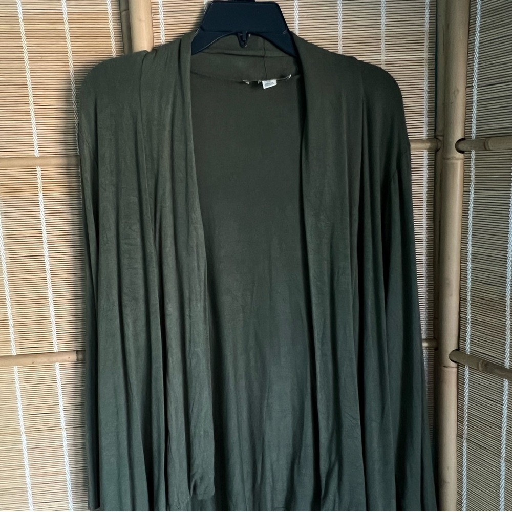 Misia open front light weight casual olive green cardigan tunic Size 2x
